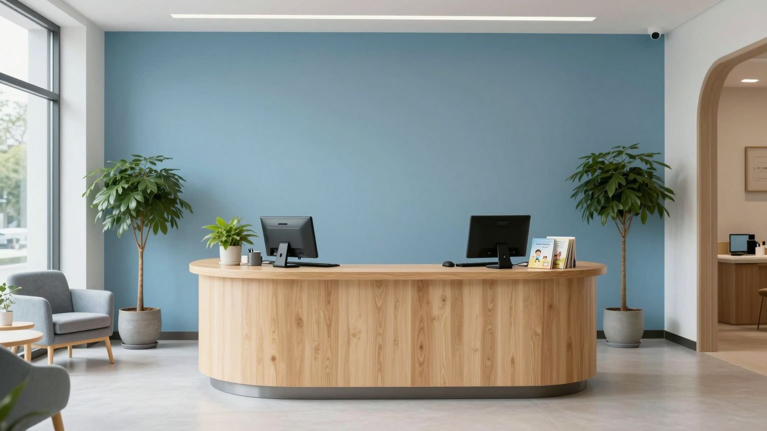 Calm dental clinic reception